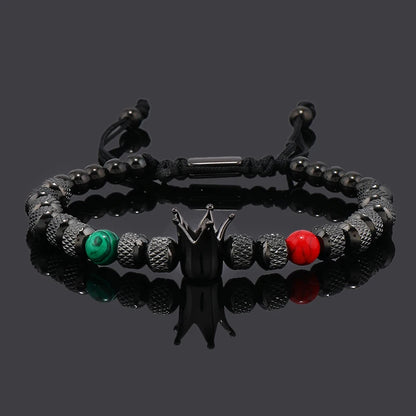 Elegant Luxury Crown Charm Bracelet - Unisex Stainless Steel Beads Jewelry for Couples