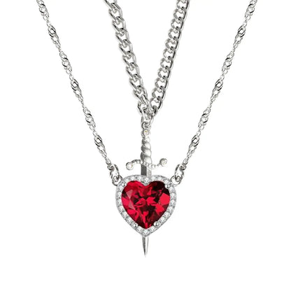 Romantic Heart and Sword Necklace Set for Couples - Stylish Stainless Steel Twist Chain Matching Jewelry for Anniversaries, Birthdays, and Valentine's Day Gifts