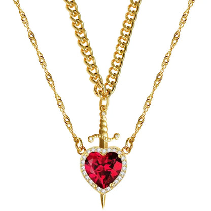 Romantic Heart and Sword Necklace Set for Couples - Stylish Stainless Steel Twist Chain Matching Jewelry for Anniversaries, Birthdays, and Valentine's Day Gifts