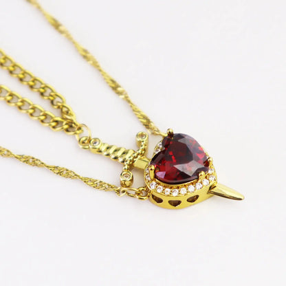 Romantic Heart and Sword Necklace Set for Couples - Stylish Stainless Steel Twist Chain Matching Jewelry for Anniversaries, Birthdays, and Valentine's Day Gifts