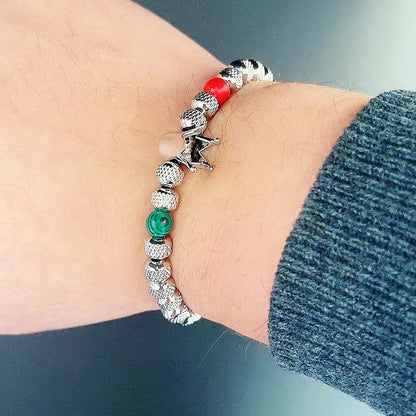 Elegant Luxury Crown Charm Bracelet - Unisex Stainless Steel Beads Jewelry for Couples