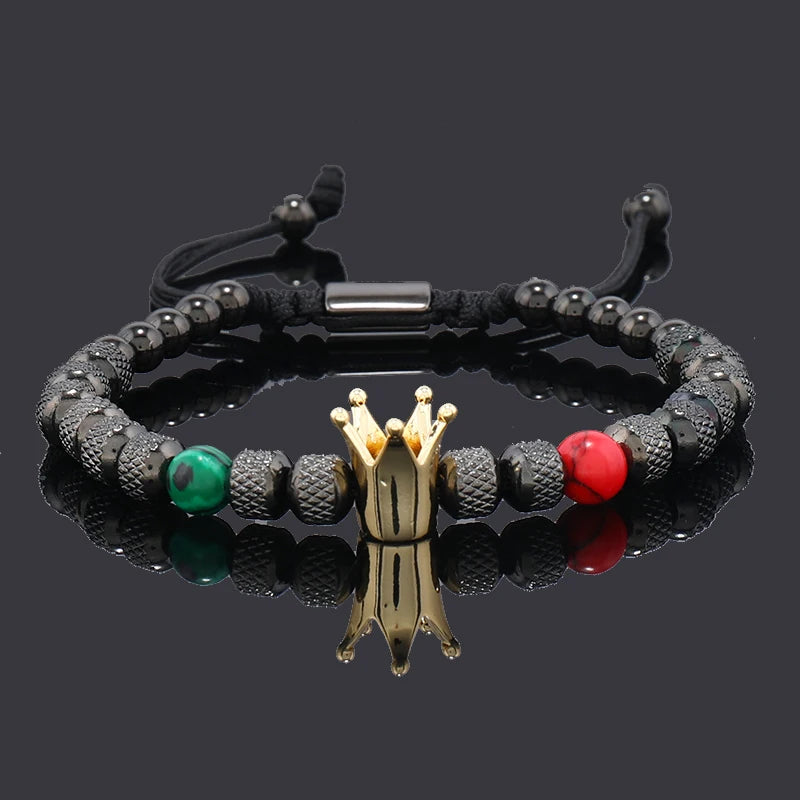 Elegant Luxury Crown Charm Bracelet - Unisex Stainless Steel Beads Jewelry for Couples