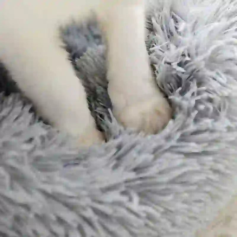 Cozy Faux Fur Calming Round Bed for Pets