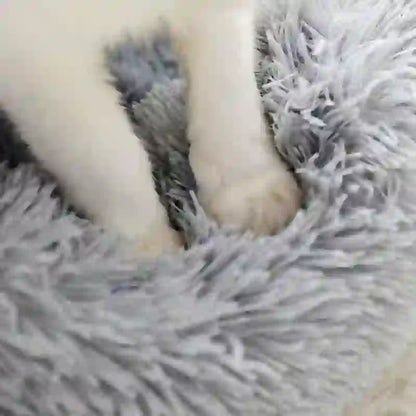 Cozy Faux Fur Calming Round Bed for Pets