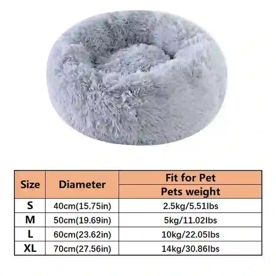 Pet Cozy Faux Fur Calming Donut Bed for Pets