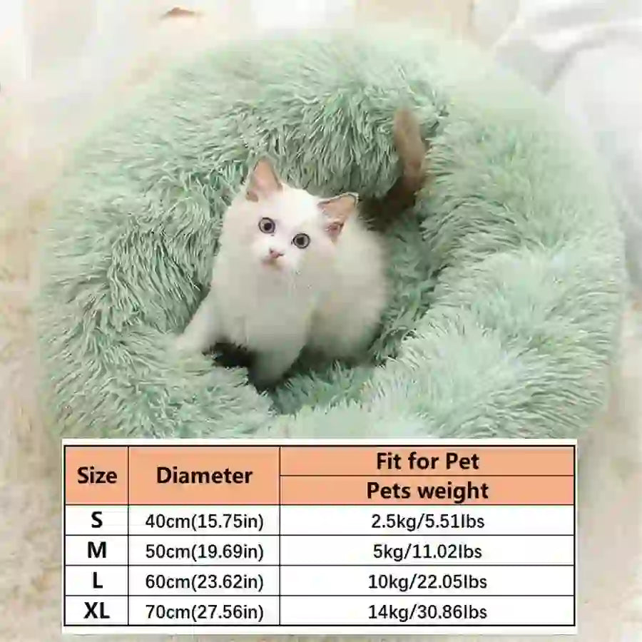 Pet Cozy Faux Fur Calming Donut Bed for Pets