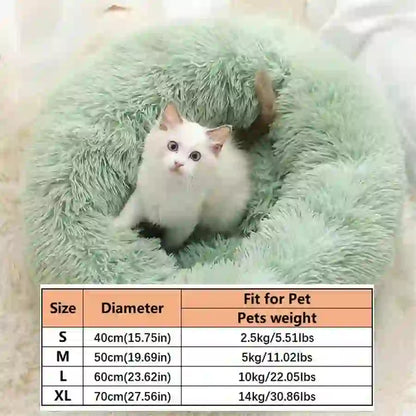 Pet Cozy Faux Fur Calming Donut Bed for Pets