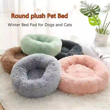 Pet Cozy Faux Fur Calming Donut Bed for Pets