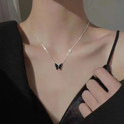 Elevate Your Style with the 2024 Color-Changing Butterfly Pendant Necklace - Mood Tracker in Stainless Steel for Women