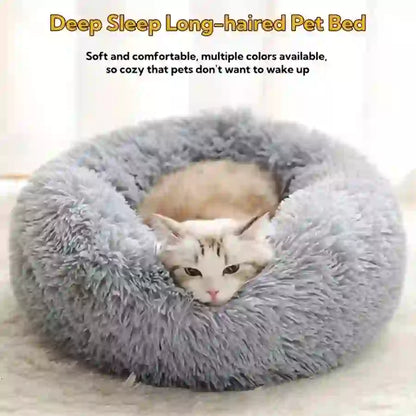 Pet Cozy Faux Fur Calming Donut Bed for Pets