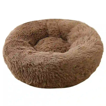 Cozy Faux Fur Calming Round Bed for Pets