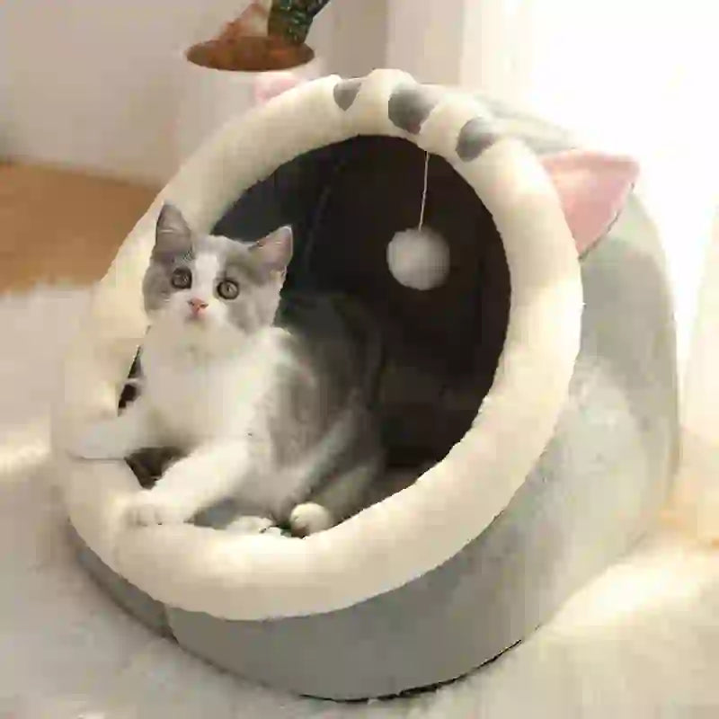 Cozy Washable Foldable Cave Bed for Cats & Dogs