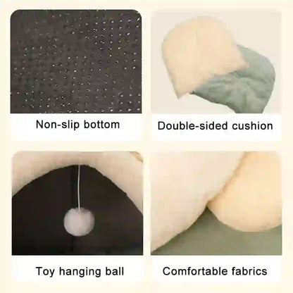 Cozy Washable Foldable Cave Bed for Cats & Dogs
