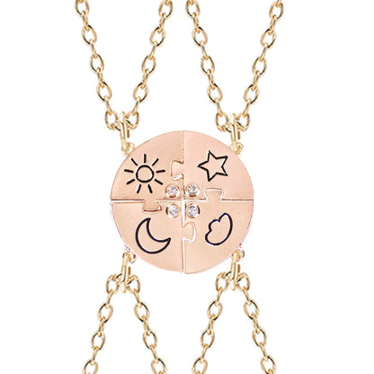 Stunning 3-Piece Zircon Sun Star Moon Pendant Necklace Set - Perfect Friendship Gift for Women