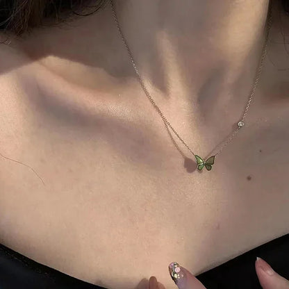 Elevate Your Style with the 2024 Color-Changing Butterfly Pendant Necklace - Mood Tracker in Stainless Steel for Women