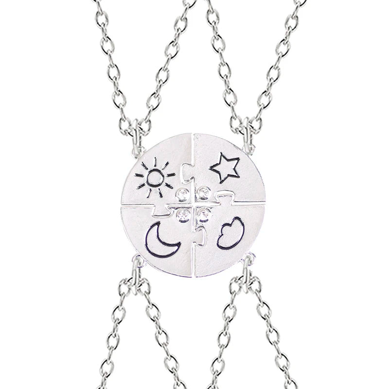 Stunning 3-Piece Zircon Sun Star Moon Pendant Necklace Set - Perfect Friendship Gift for Women