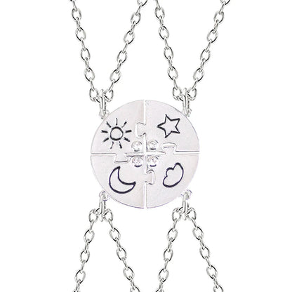 Stunning 3-Piece Zircon Sun Star Moon Pendant Necklace Set - Perfect Friendship Gift for Women