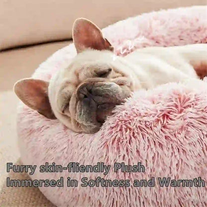 Pet Cozy Faux Fur Calming Donut Bed for Pets