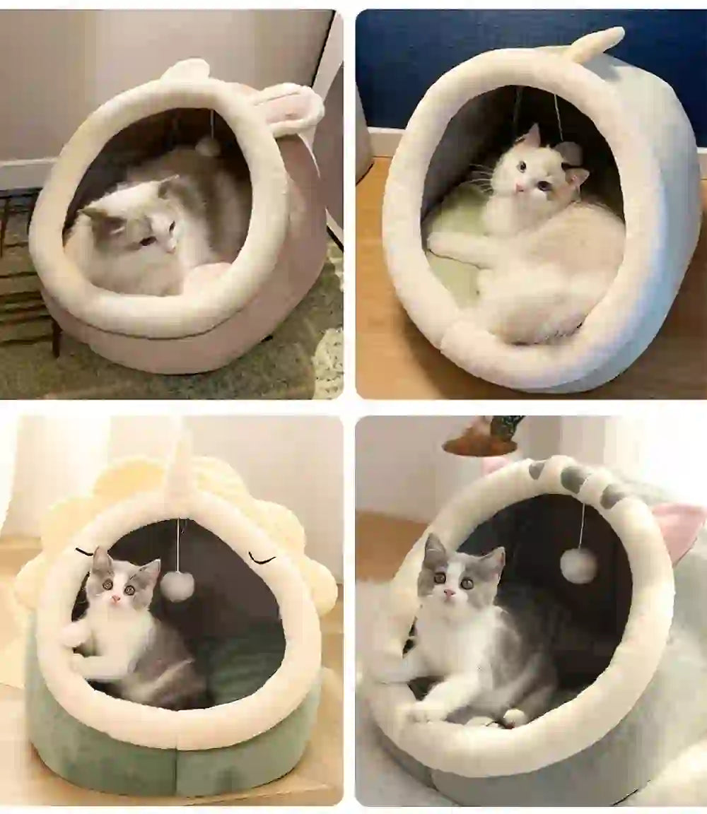 Cozy Washable Foldable Cave Bed for Cats & Dogs