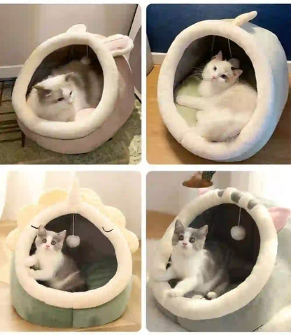 Cozy Washable Foldable Cave Bed for Cats & Dogs
