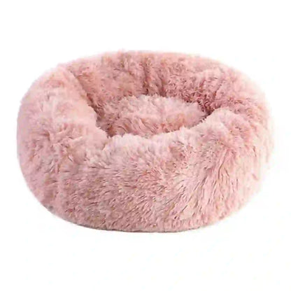 Cozy Faux Fur Calming Round Bed for Pets