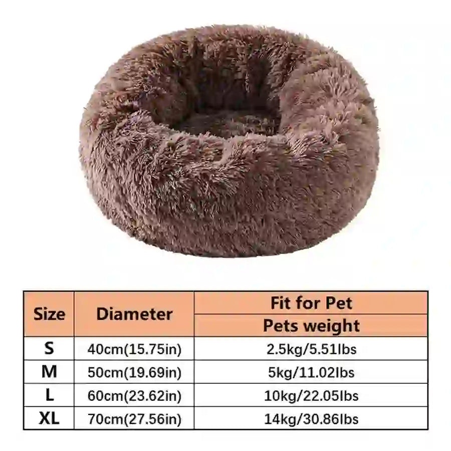 Pet Cozy Faux Fur Calming Donut Bed for Pets