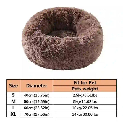 Pet Cozy Faux Fur Calming Donut Bed for Pets