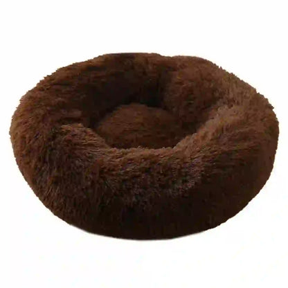 Cozy Faux Fur Calming Round Bed for Pets