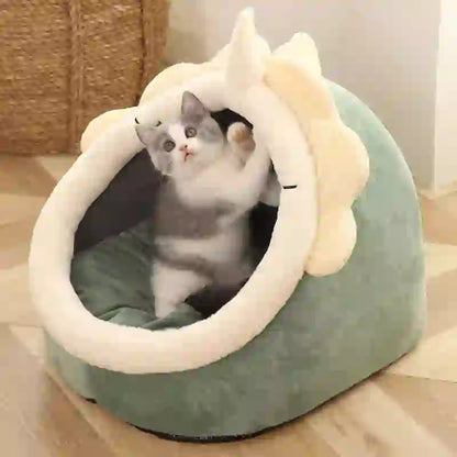 Cozy Washable Foldable Cave Bed for Cats & Dogs