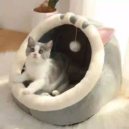 Cozy Washable Foldable Cave Bed for Cats & Dogs