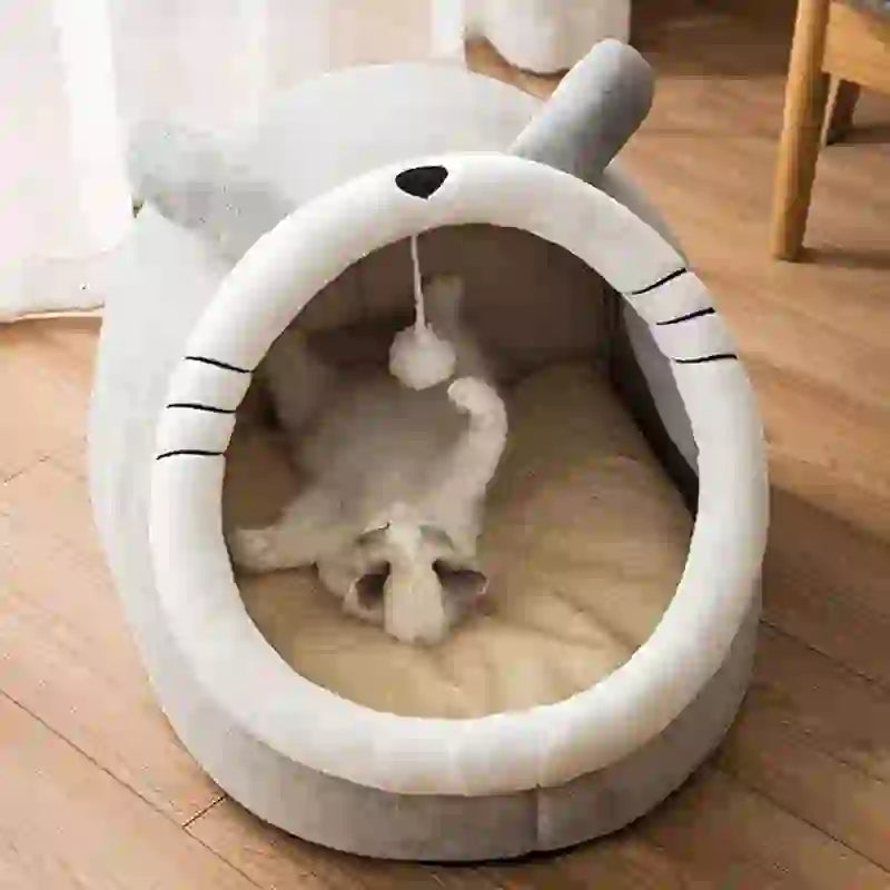 Cozy Washable Foldable Cave Bed for Cats & Dogs