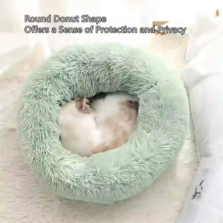 Pet Cozy Faux Fur Calming Donut Bed for Pets