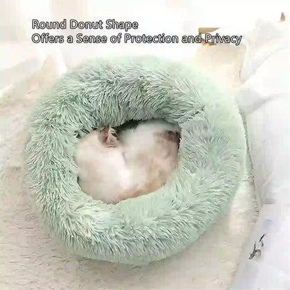 Pet Cozy Faux Fur Calming Donut Bed for Pets