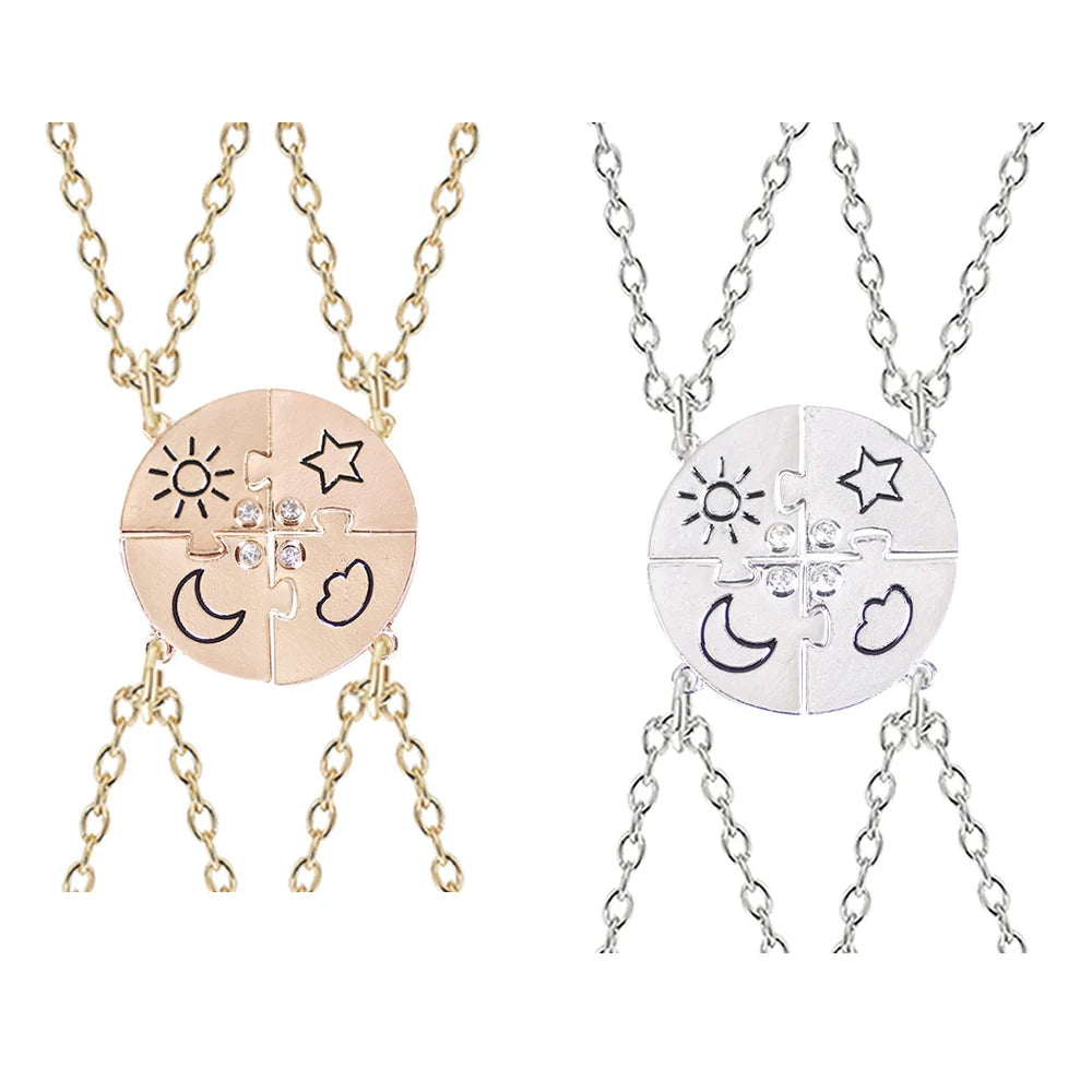 Stunning 3-Piece Zircon Sun Star Moon Pendant Necklace Set - Perfect Friendship Gift for Women