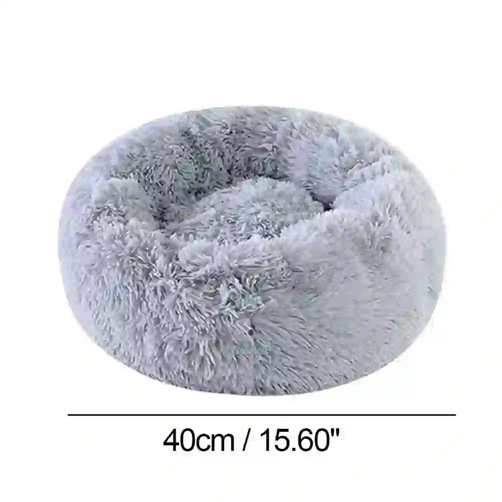 Cozy Faux Fur Calming Round Bed for Pets