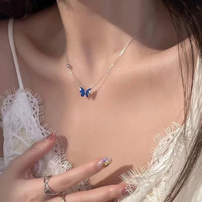 Elevate Your Style with the 2024 Color-Changing Butterfly Pendant Necklace - Mood Tracker in Stainless Steel for Women
