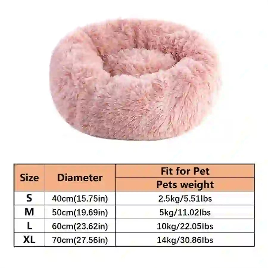 Pet Cozy Faux Fur Calming Donut Bed for Pets
