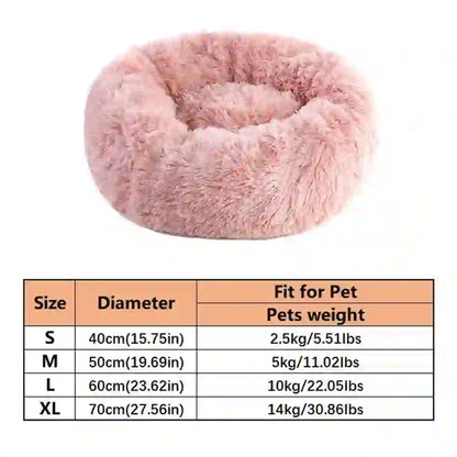 Pet Cozy Faux Fur Calming Donut Bed for Pets
