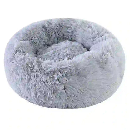 Cozy Faux Fur Calming Round Bed for Pets