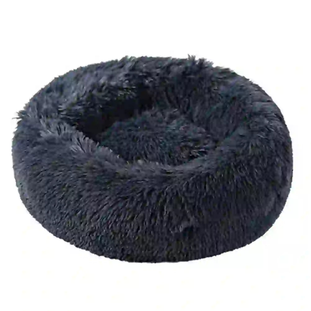 Cozy Faux Fur Calming Round Bed for Pets