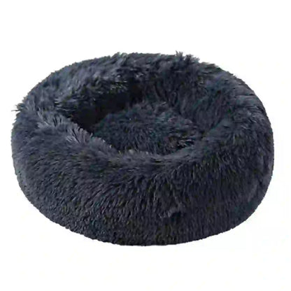 Cozy Faux Fur Calming Round Bed for Pets